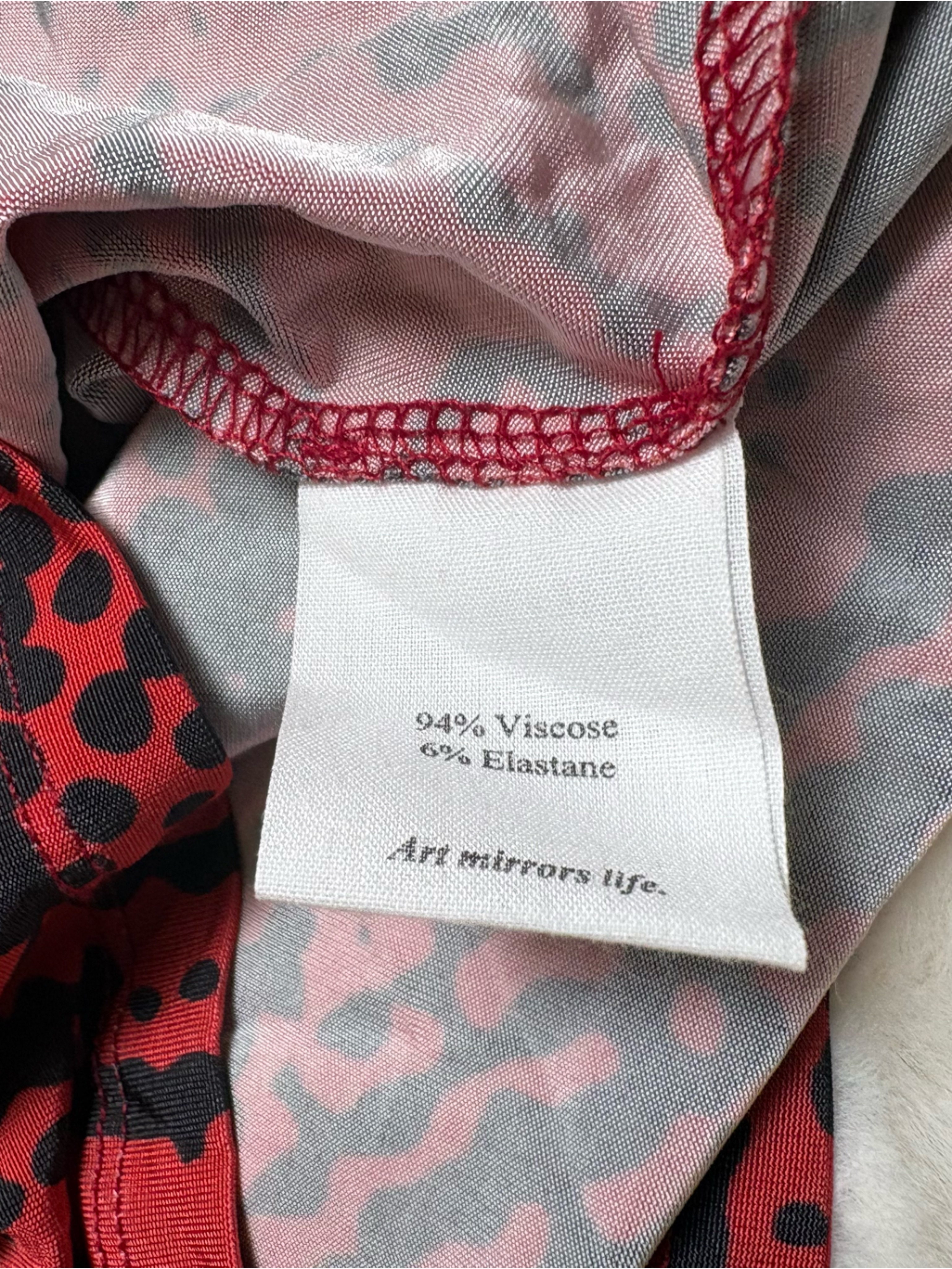Untitled In Motion Orma Turtleneck In Zora Red Black Swirl Dot - S Nwt — image 3 of 8